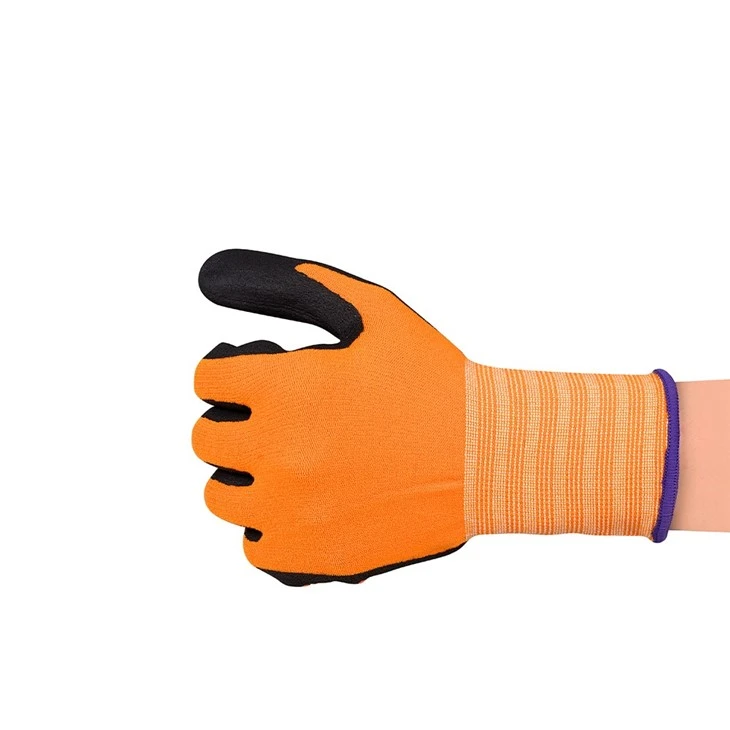 Microcellular Embossed Comfort Lightweight Snug Nitrile Gloves in Orange factory