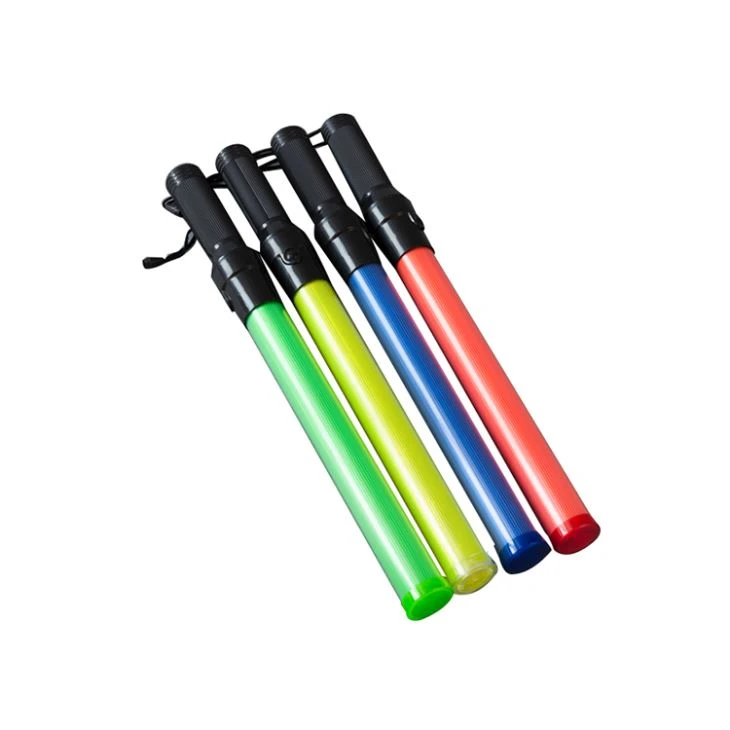 ไม้กายสิทธิ์ไฟจราจรเพื่อความปลอดภัยสีสันสดใส กระบองรักษาความปลอดภัย